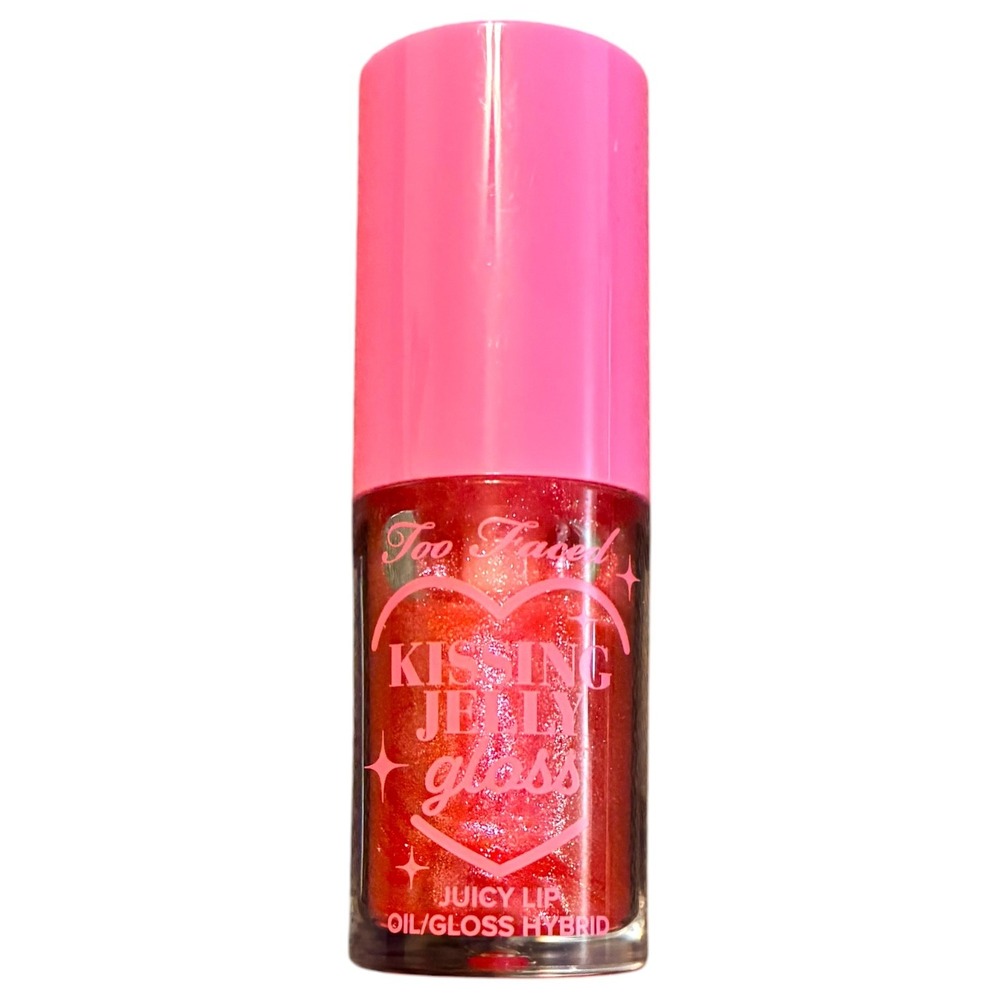 Too Faced Kissing Jelly Lip Oil Gloss Bubblegum Limited Edition Pink Glitter New